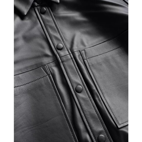 NWT IRO Moha Leather Overshirt Jacket Black Noir French - Picture 9 of 14